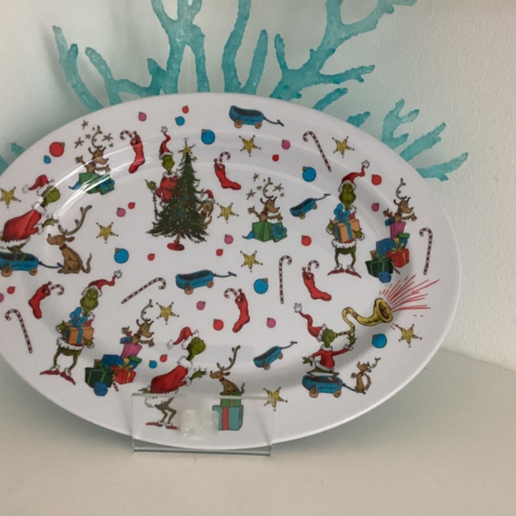 NEW HOW THE GRINCH STOLE CHRISTMAS LARGE OVAL COOKIE PLASTIC PLATE - Picture 2 of 8